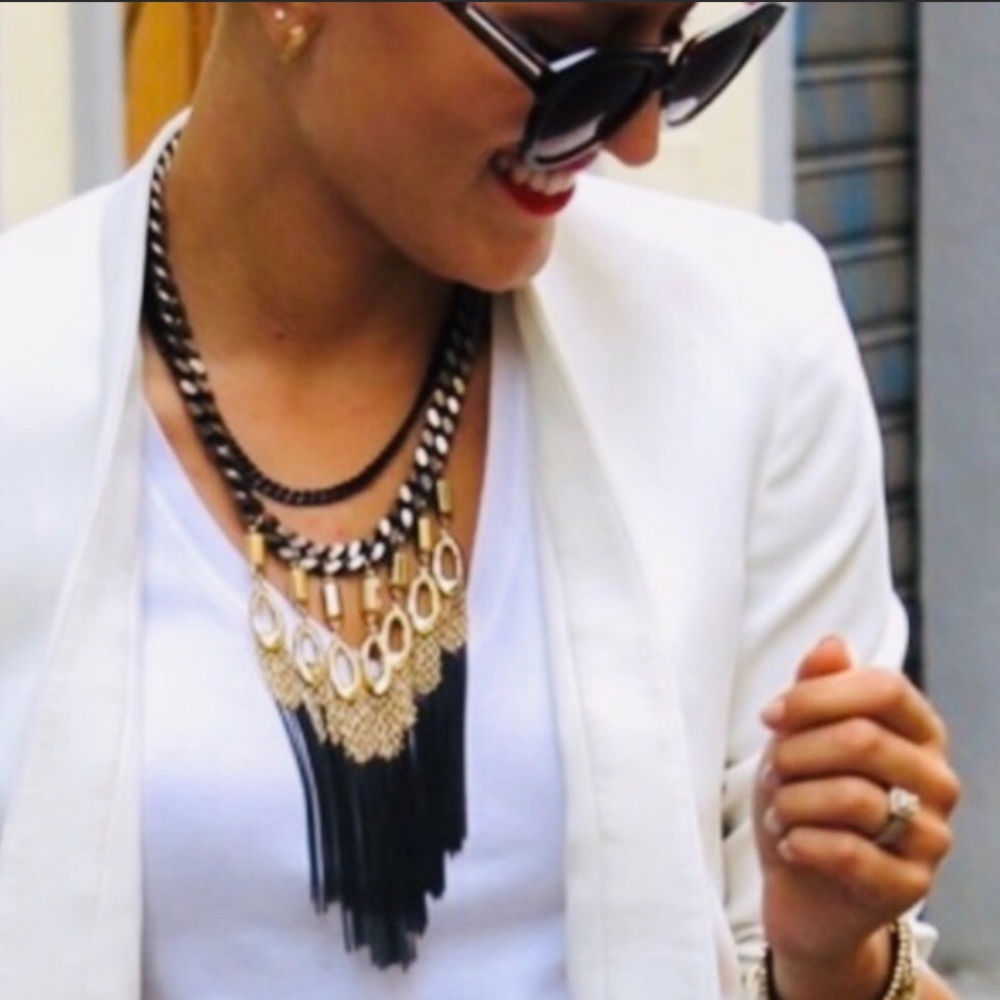 Stella & Dot | Retired Hematite Black & Gold Lilith Fringe Statement Nec… - Picture 10 of 10